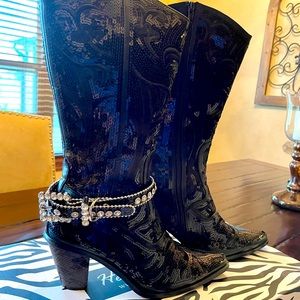 Black sequin cowboy boots by Helen’s Heart size 8.  New in box.